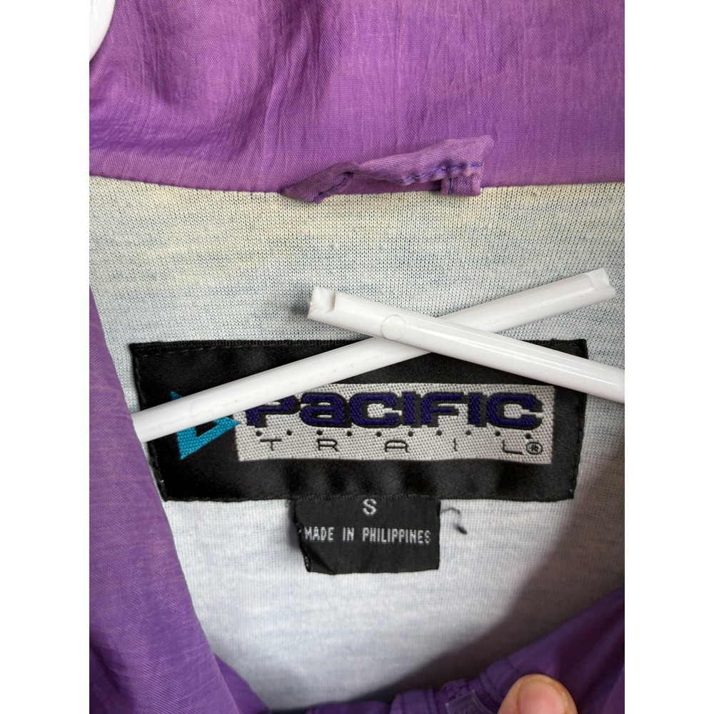 Vintage Pacific Trail Windbreaker Jacket Teal Purple 90s Retro Full Zip Small - Picture 2 of 10